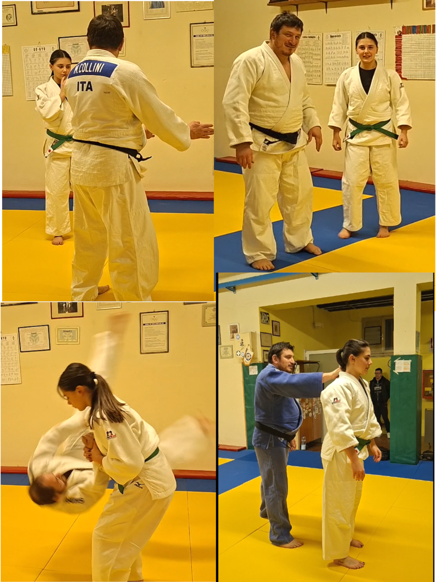 serie di foto che ritraggono Camilla Carla Scalabrini e Mauro Collini
                      durante una lezione sul Kodokan Goshin Jutsu